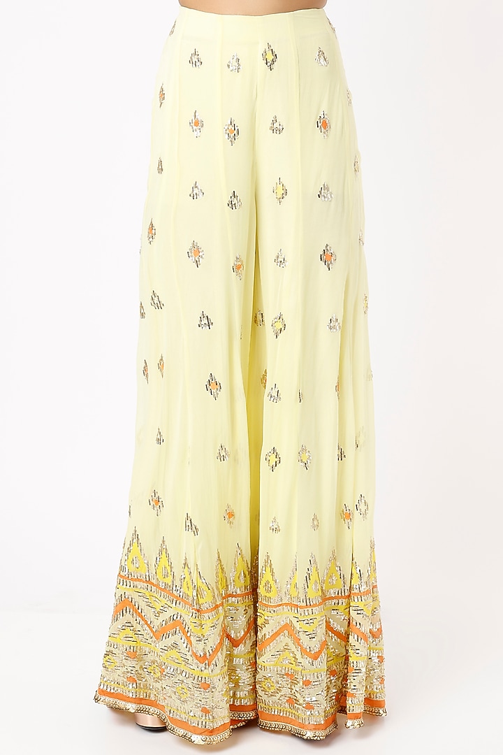 Yellow Georgette Embroidered Pant Set by GOPI VAID at Pernia's Pop Up Shop