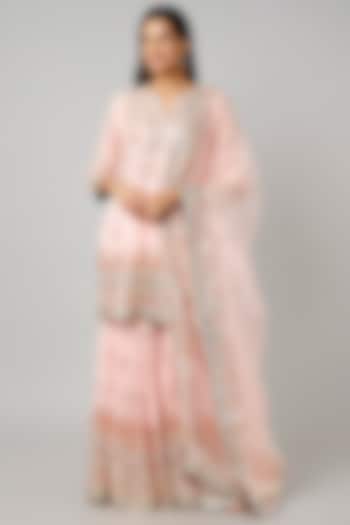 Blush Pink Georgette Sharara Set by GOPI VAID