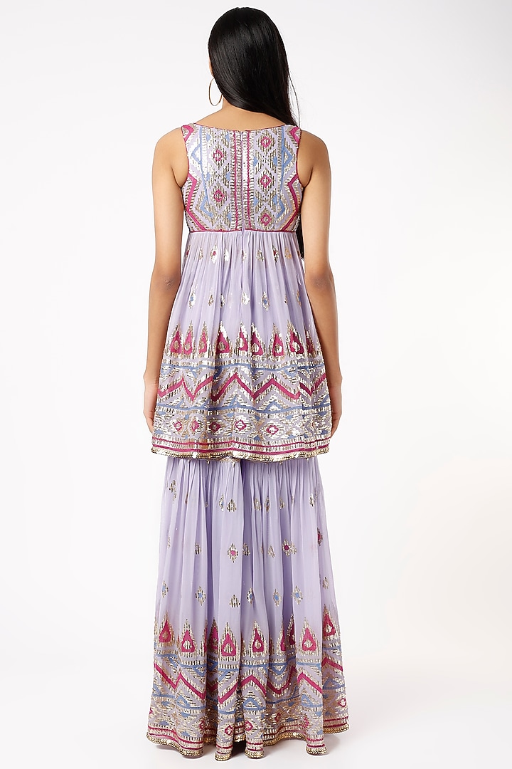 Lilac Georgette Wedding Sharara Set by GOPI VAID at Pernia's Pop Up Shop