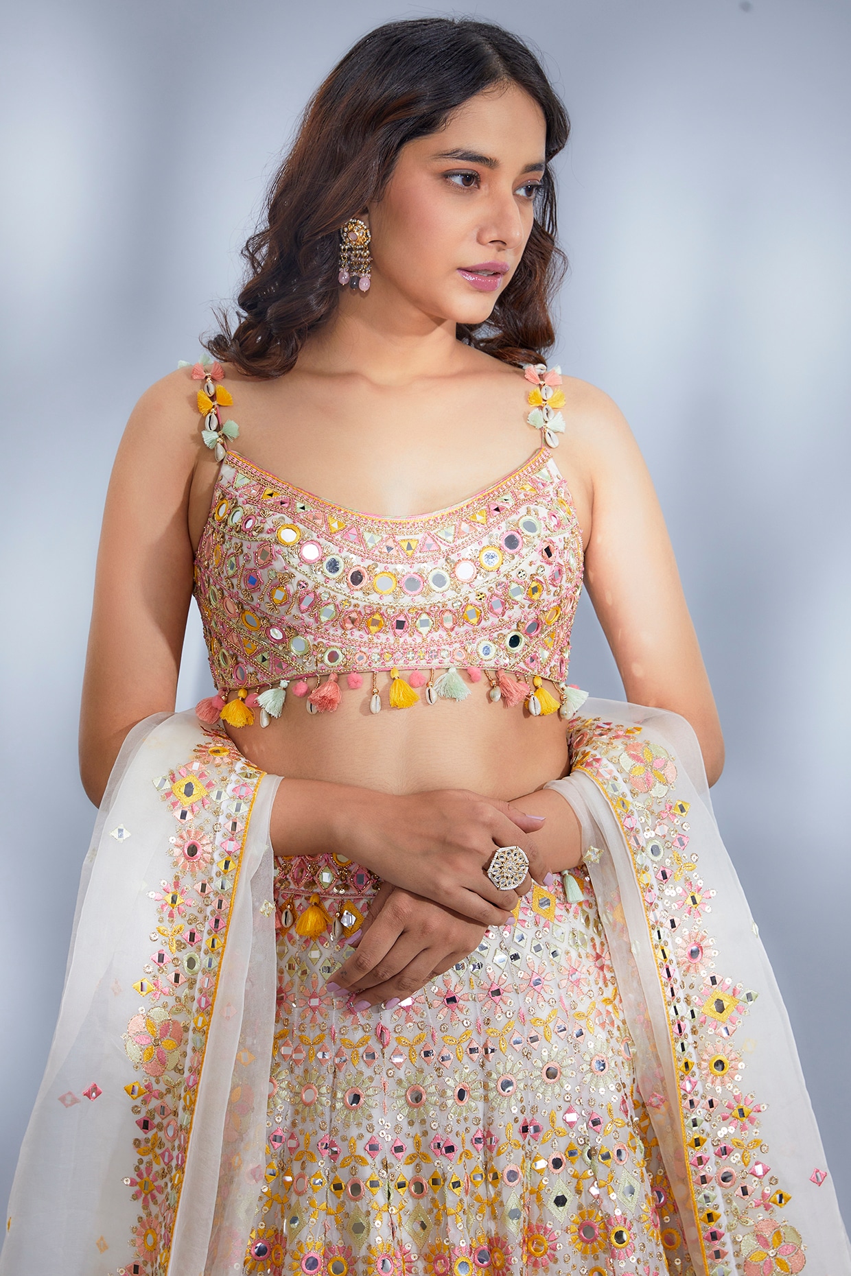 Buy Designer Pink and White Lehenga Choli for Women Halter Neck Style  Indian Wedding Lehenga Choli Party Wear Lengha Choli Bridesmaids Lehengas  Online in India - Etsy