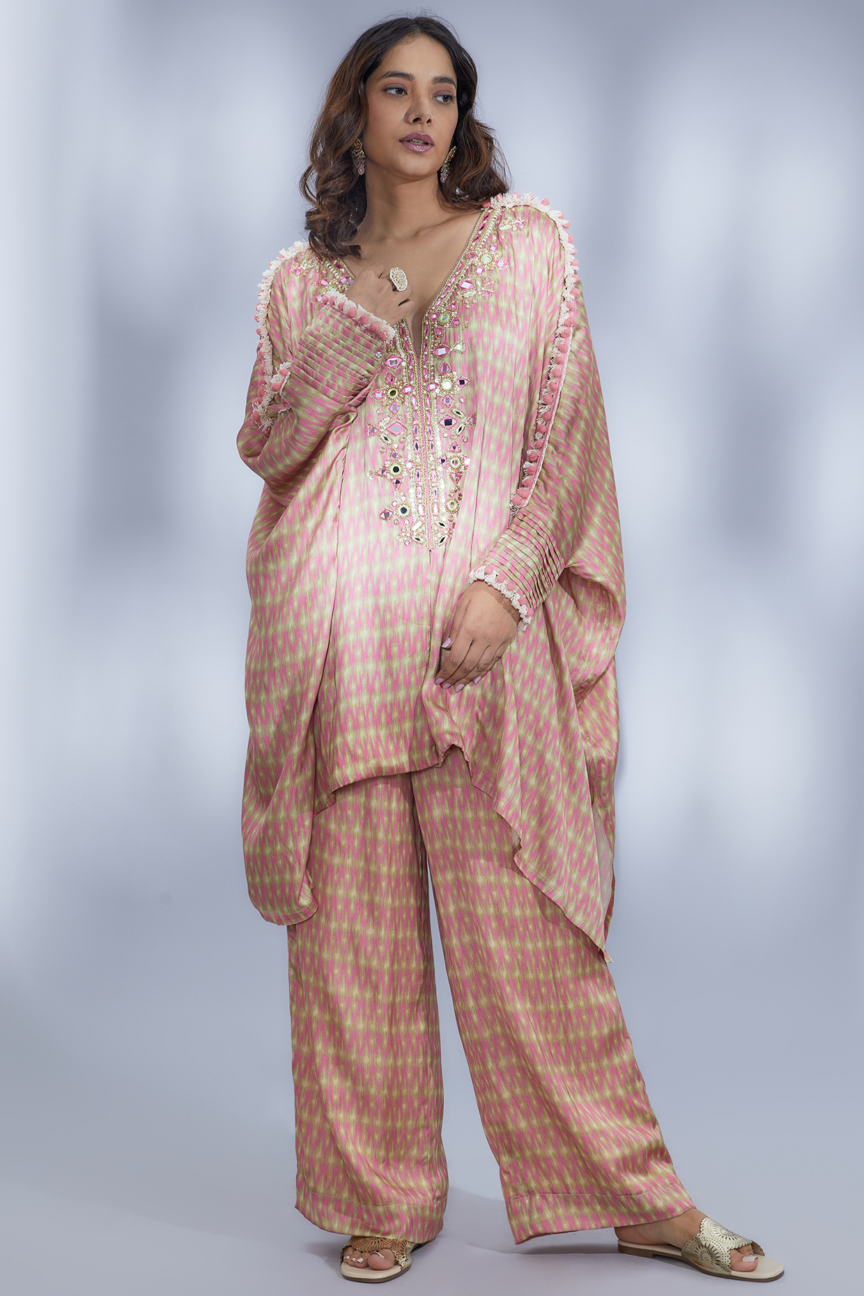 Pink Satin Printed Co-Ord Set by GOPI VAID at Pernia's Pop Up Shop