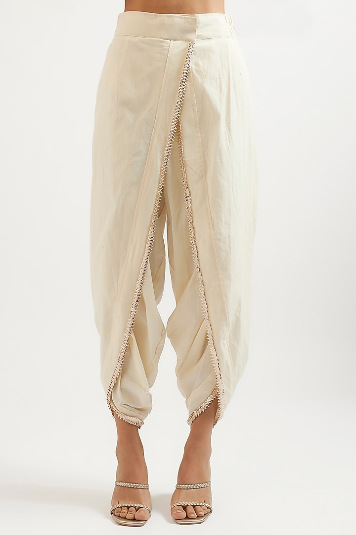Yellow Cotton Silk Hand & Machine Embroidered Short Kurta Set by GOPI VAID at Pernia's Pop Up Shop