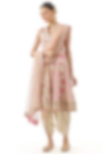 Ivory Cotton Silk Zari Embroidered Asymmetric Kurta Set by GOPI VAID at Pernia's Pop Up Shop