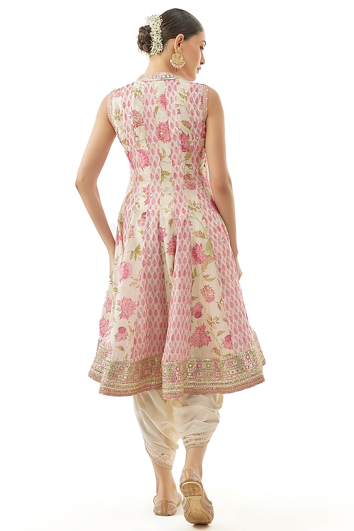 Ivory Cotton Silk Zari Embroidered Asymmetric Kurta Set by GOPI VAID at Pernia's Pop Up Shop
