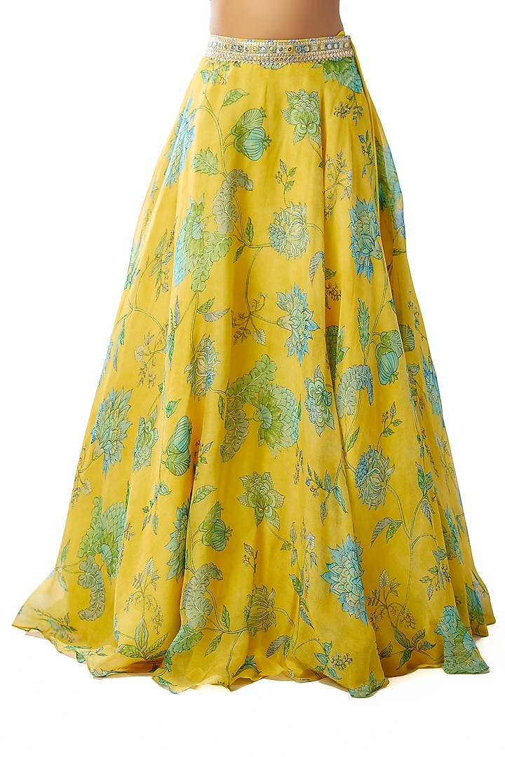 Yellow Organza Sequins Embroidered Wedding Lehenga Set by GOPI VAID at Pernia's Pop Up Shop