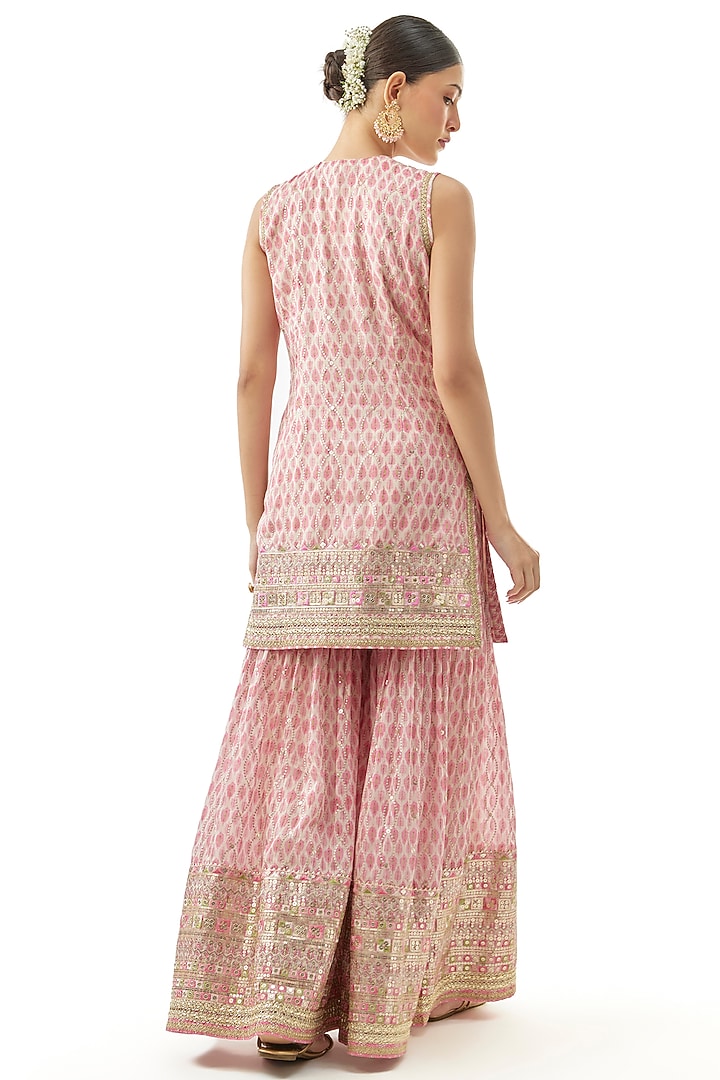Pink Cotton Silk Printed Wedding Sharara Set by GOPI VAID at Pernia's Pop Up Shop