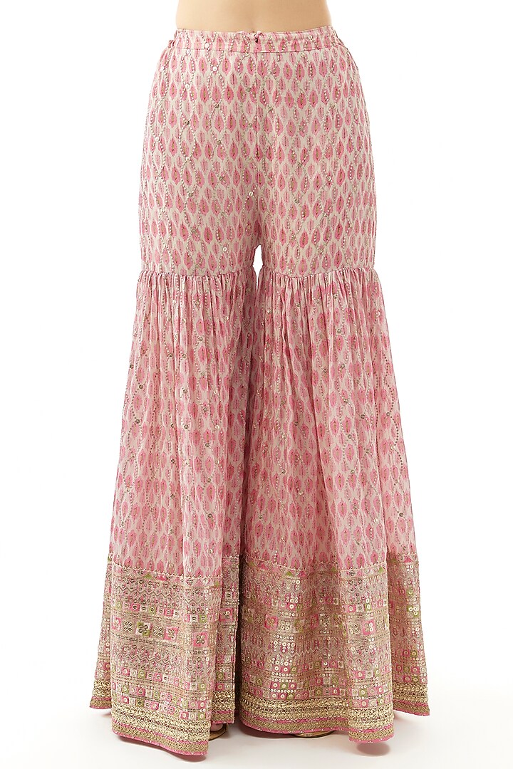 Pink Cotton Silk Printed Wedding Sharara Set by GOPI VAID at Pernia's Pop Up Shop