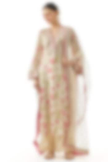 Ivory Cotton Silk Floral Printed Straight Kurta Set by GOPI VAID at Pernia's Pop Up Shop