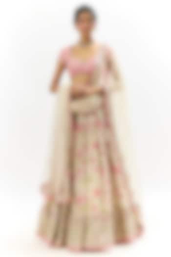 Ivory Georgette Embroidered Wedding Lehenga Set by Gopi Vaid at Pernia's Pop Up Shop