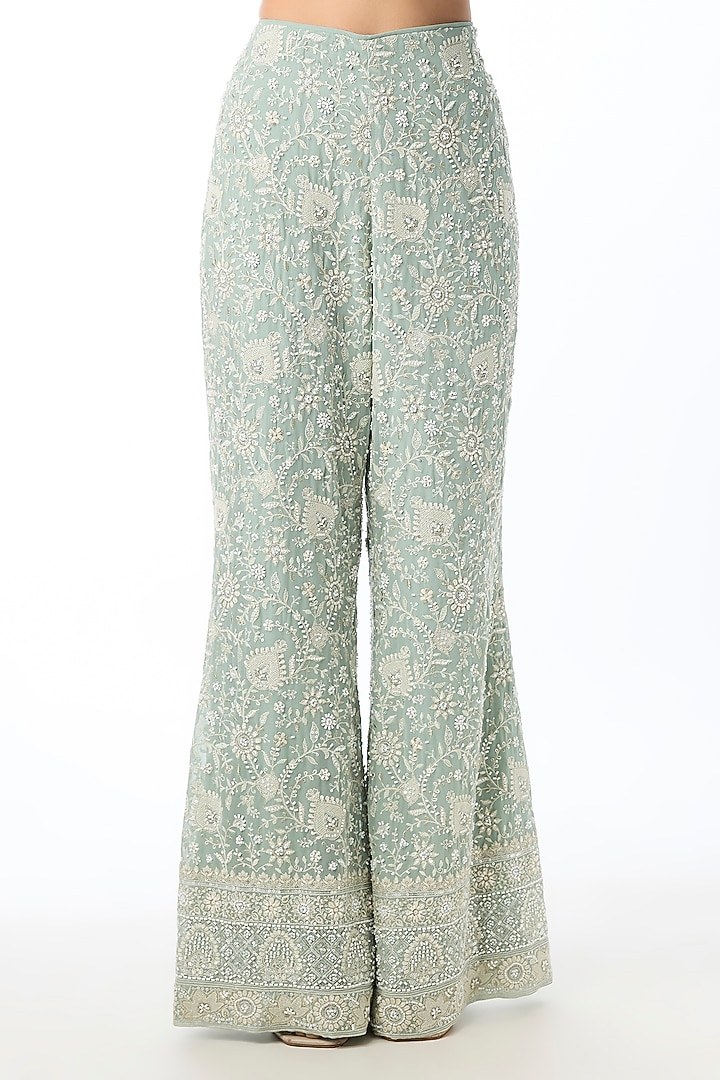 Blue Georgette Bead Embellished Kurta Set by GOPI VAID at Pernia's Pop Up Shop