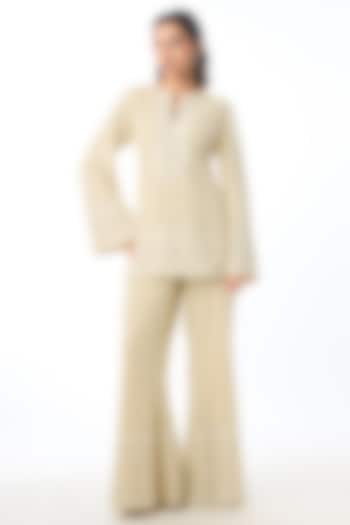 Ivory Georgette Chikankari Embroidered Kurta Set by GOPI VAID at Pernia's Pop Up Shop