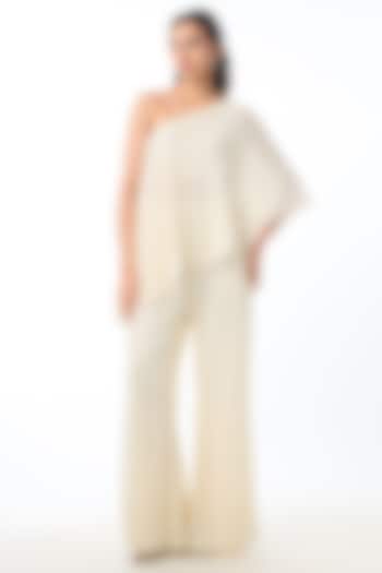Ivory Georgette Chikankari Embroidered Pant Set by GOPI VAID at Pernia's Pop Up Shop