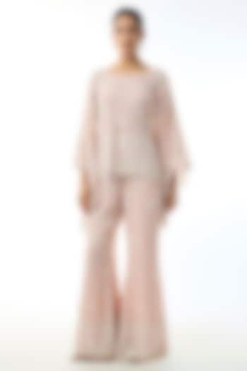Pastel Pink Chikankari Georgette Embellished Cape Set by GOPI VAID at Pernia's Pop Up Shop