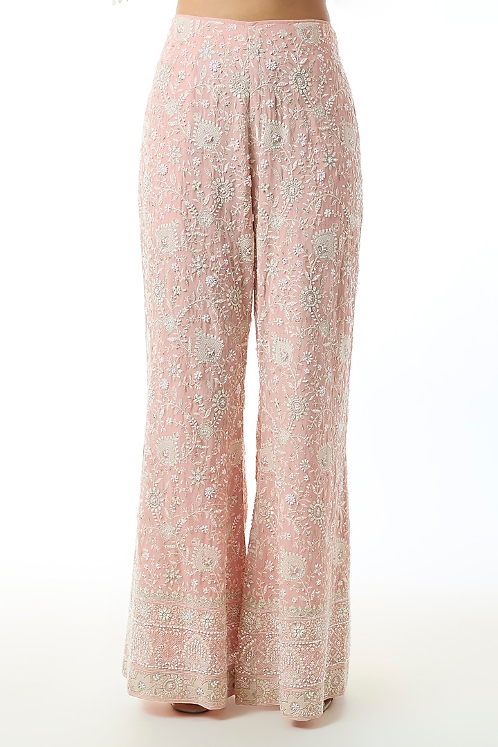 Pastel Pink Chikankari Georgette Embellished Cape Set by GOPI VAID at Pernia's Pop Up Shop