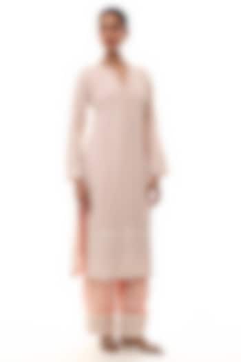 Soft Pink Georgette Chikankari Embroidered Kurta Set by GOPI VAID at Pernia's Pop Up Shop