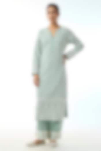 Blue Chikankari Georgette Embellished Kurta Set by GOPI VAID at Pernia's Pop Up Shop
