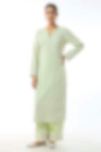 Light Green Chikankari Georgette Embellished Kurta Set by GOPI VAID at Pernia's Pop Up Shop