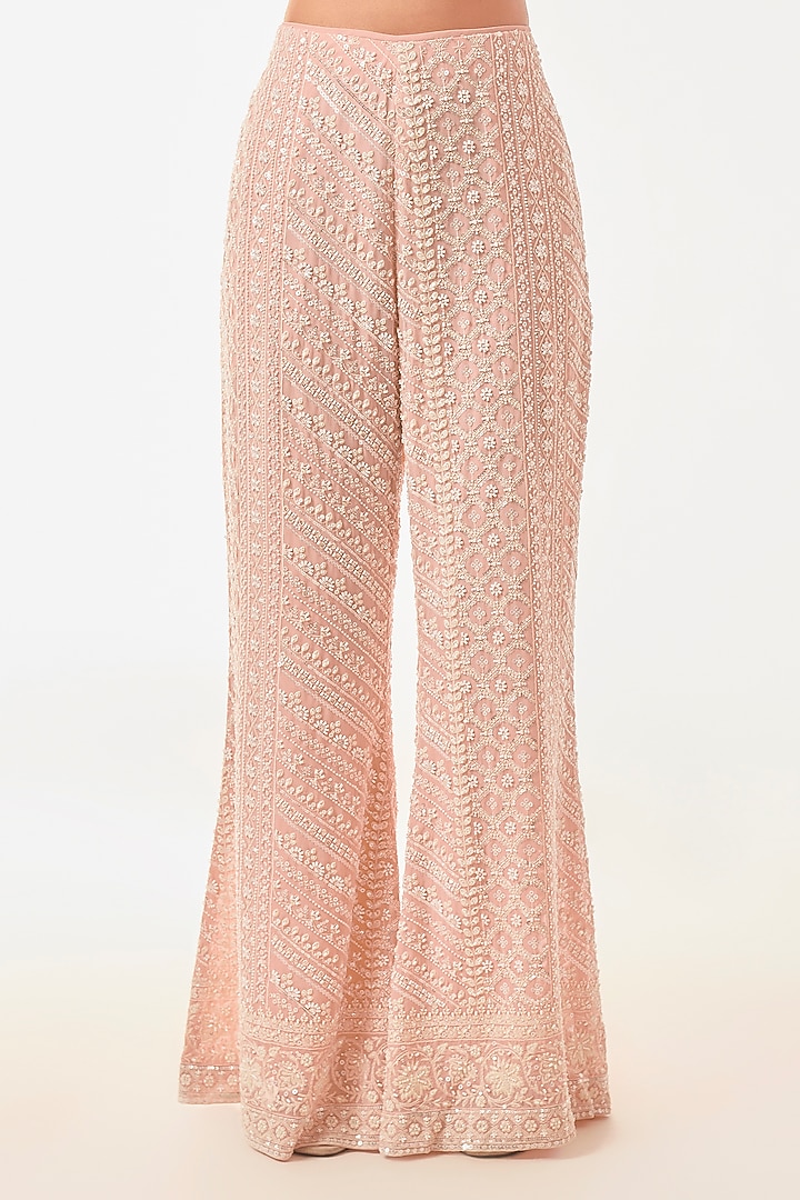 Light Pink Chikankari Georgette Embellished Cape Set by GOPI VAID at Pernia's Pop Up Shop
