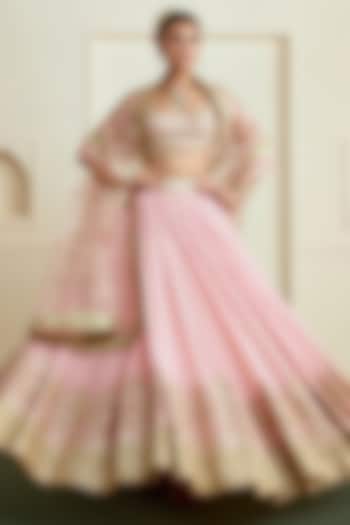 Pink Georgette Embellished Bridal Wedding Lehenga Set by GOPI VAID at Pernia's Pop Up Shop