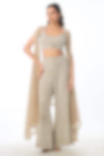 Ivory Georgette Chikankari Embroidered Pant Set by GOPI VAID at Pernia's Pop Up Shop