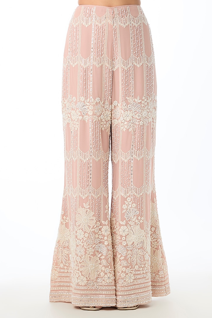 Soft Pink Georgette Chikankari Embroidered Kurta Set by GOPI VAID at Pernia's Pop Up Shop
