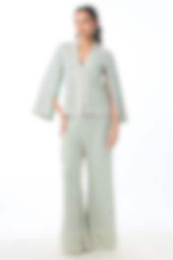 Green Georgette Chikankari Embroidered Pant Set by GOPI VAID at Pernia's Pop Up Shop