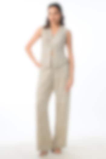 Ivory Georgette Chikankari Embroidered Pant Set by GOPI VAID at Pernia's Pop Up Shop