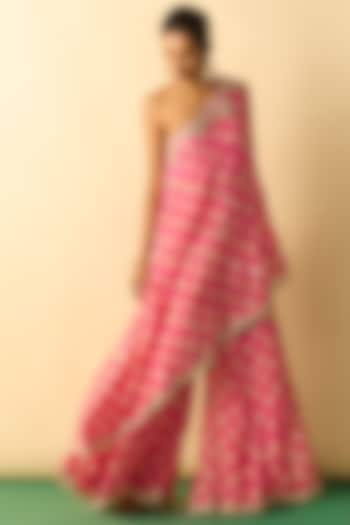 Pink Cotton Silk One-Shoulder Tunic Set by GOPI VAID at Pernia's Pop Up Shop
