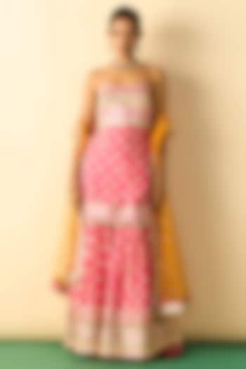 Pink Cotton Silk Printed Wedding Sharara Set by GOPI VAID at Pernia's Pop Up Shop