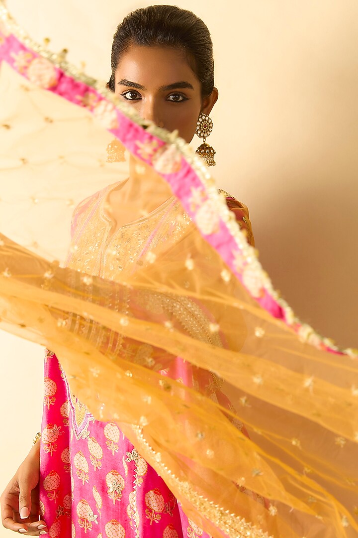 Pink Cotton Silk Embroidered High-Low Tunic Set by GOPI VAID at Pernia's Pop Up Shop