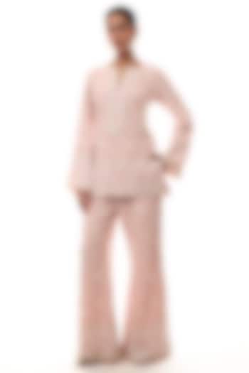 Soft Pink Georgette Chikankari Embellished Kurta Set by GOPI VAID at Pernia's Pop Up Shop