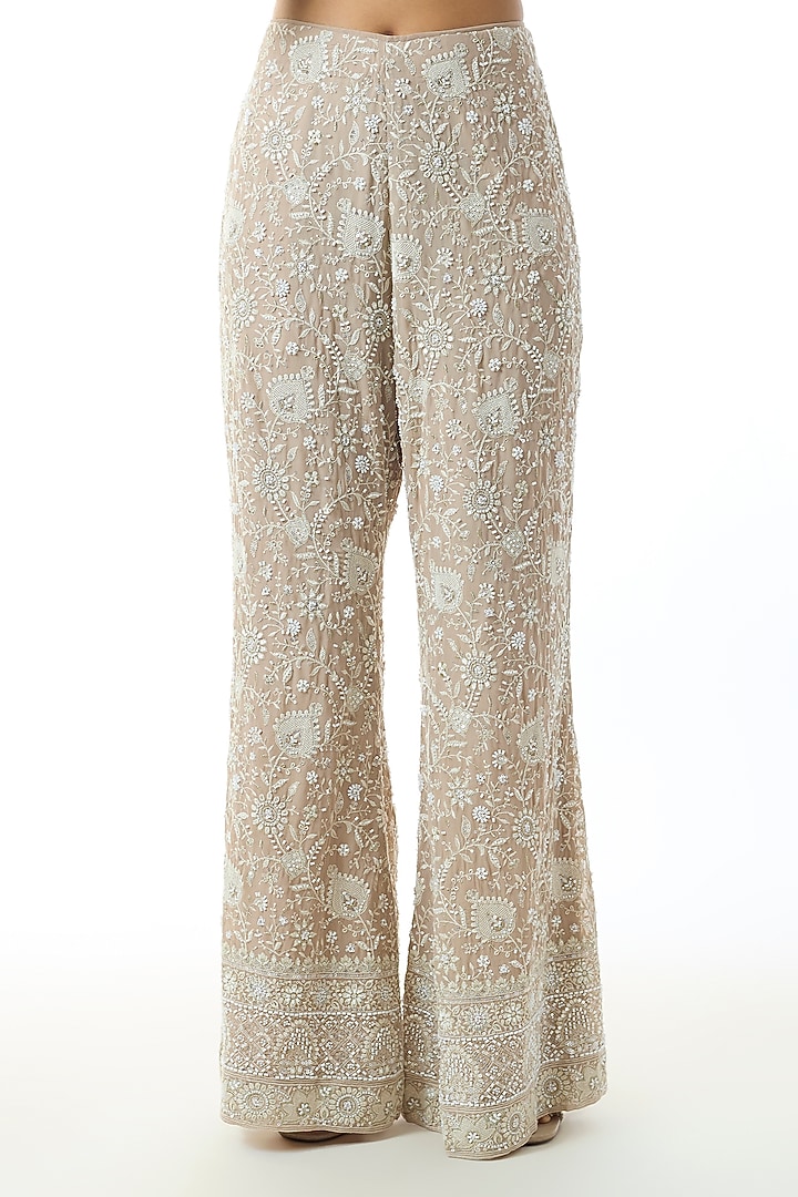 Beige Chikankari Georgette Embroidered Co-Ord Set by GOPI VAID at Pernia's Pop Up Shop