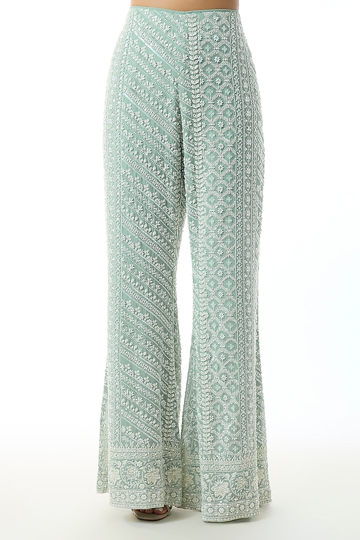 Blue Chikankari Georgette One Shoulder Co-Ord Set by GOPI VAID at Pernia's Pop Up Shop