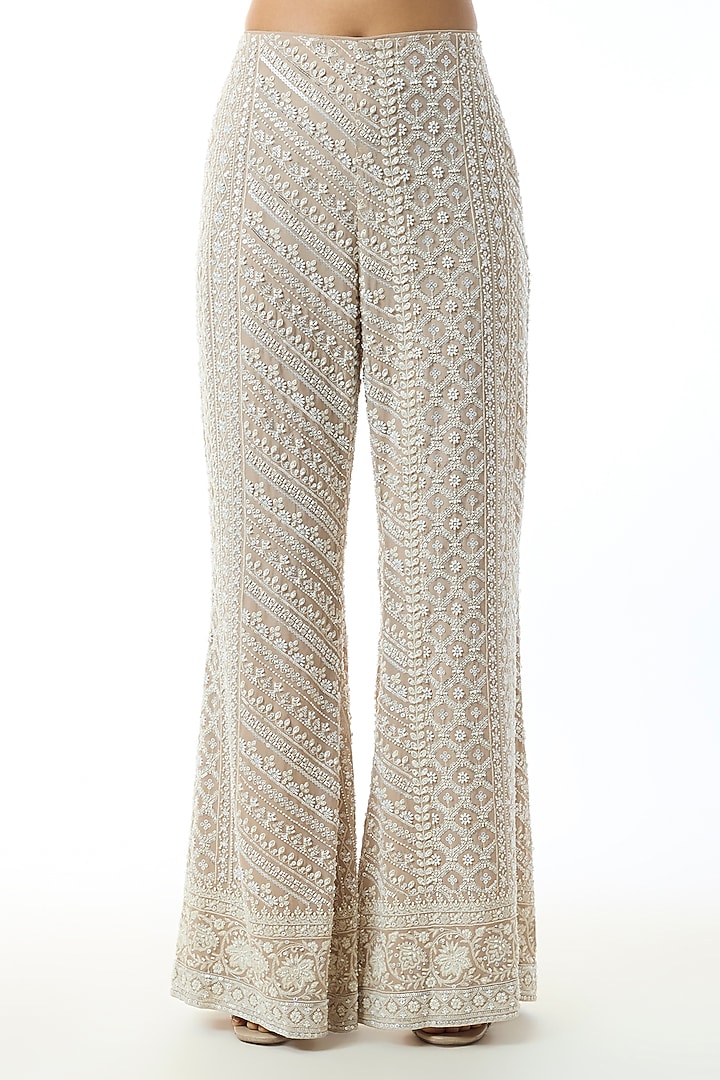 Brown Chikankari Georgette One Shoulder Co-Ord Set by GOPI VAID at Pernia's Pop Up Shop