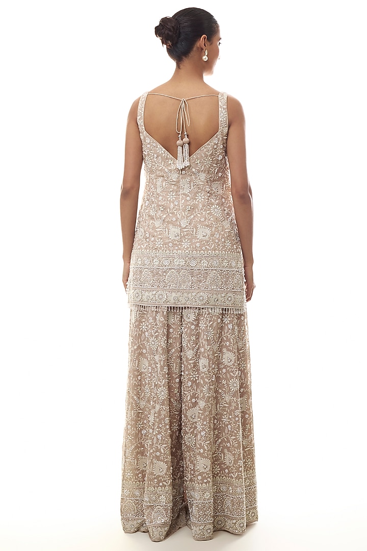 Brown Georgette Chikankari Embellished Kurta Set by GOPI VAID at Pernia's Pop Up Shop