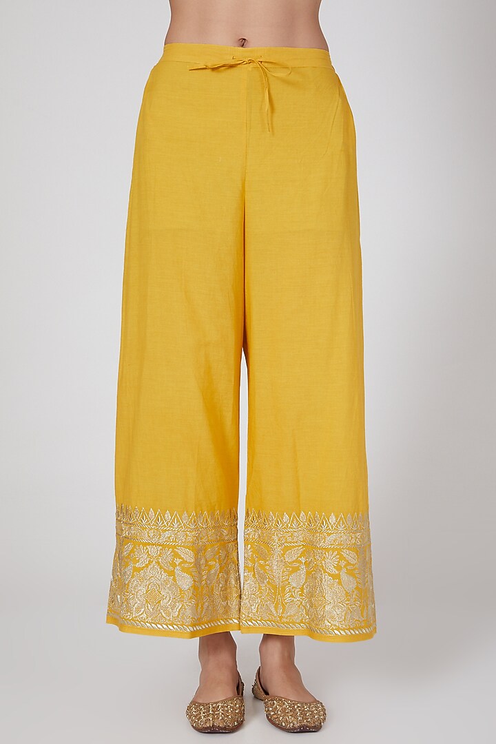 Yellow Embroidered Jacket Tunic Set by GOPI VAID at Pernia's Pop Up Shop