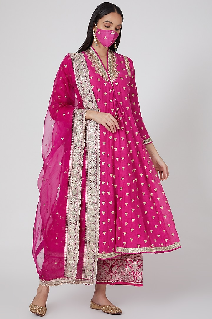 Rani Pink Embroidered Jacket Tunic Set Design by GOPI VAID at Pernia's ...