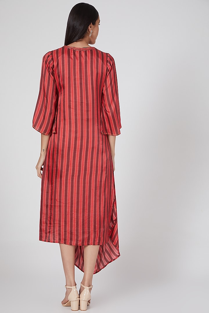 Red Embroidered & Printed Cowl Summer Dress by GOPI VAID at Pernia's Pop Up Shop