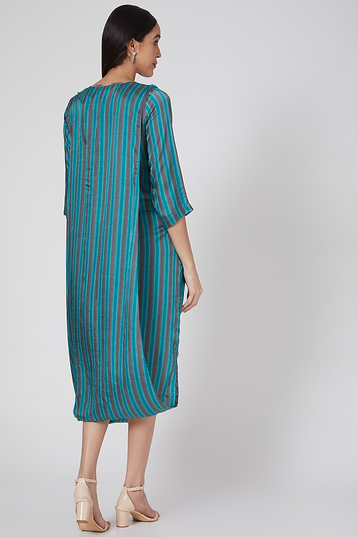 Emerald Green Printed & Embroidered Cowl Summer Dress by GOPI VAID at Pernia's Pop Up Shop