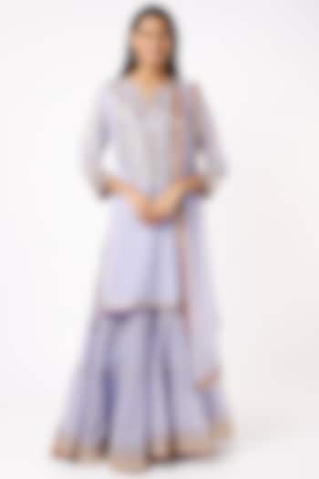 Lilac Chiffon Sharara Set by GOPI VAID