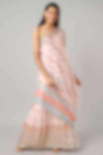 Blush Pink One-Shoulder Embroidered Dress by GOPI VAID