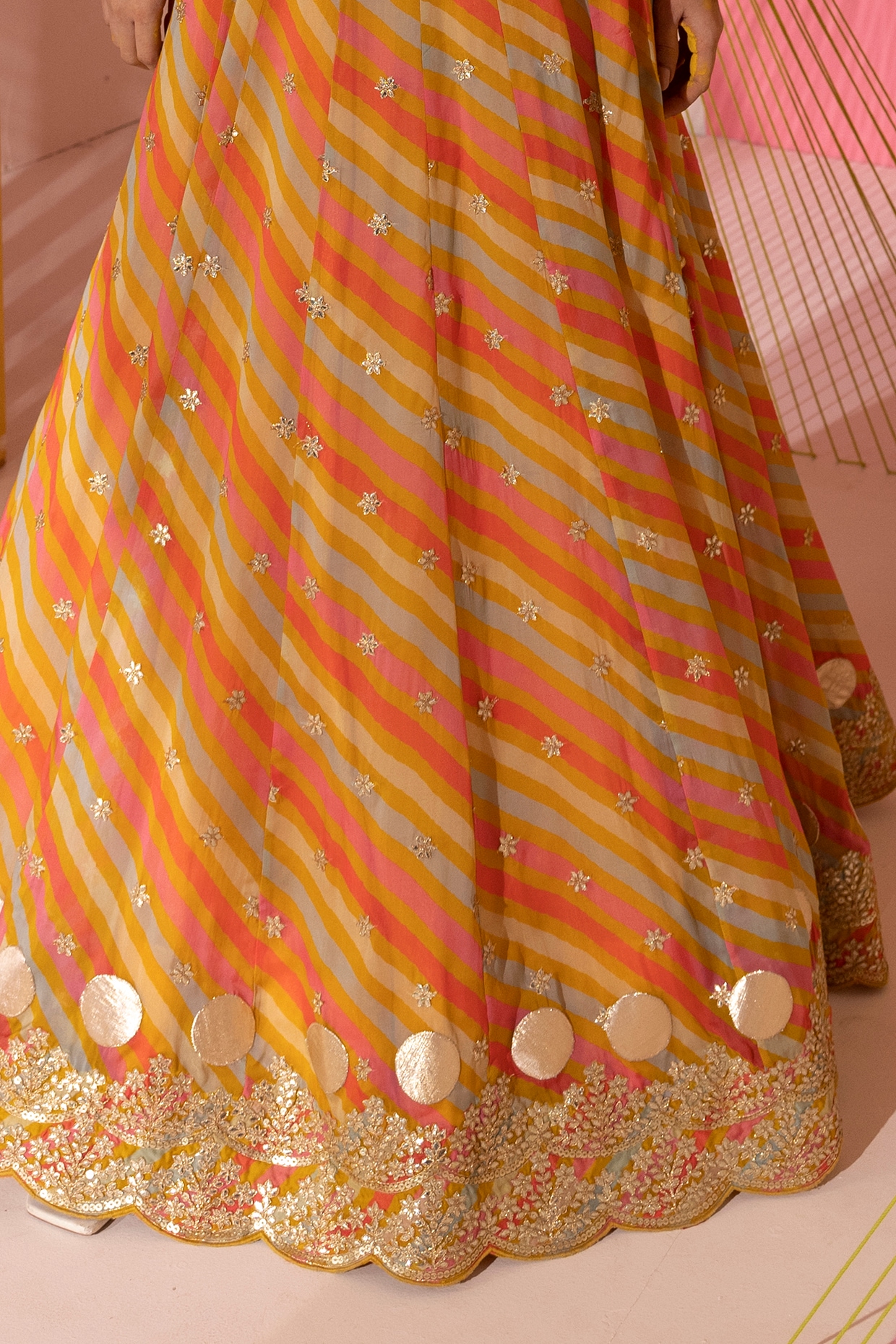 Viscose Yellow Trendy Long Choli Lehenga