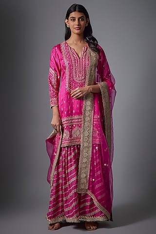 Pink Chanderi Sharara Set by GOPI VAID