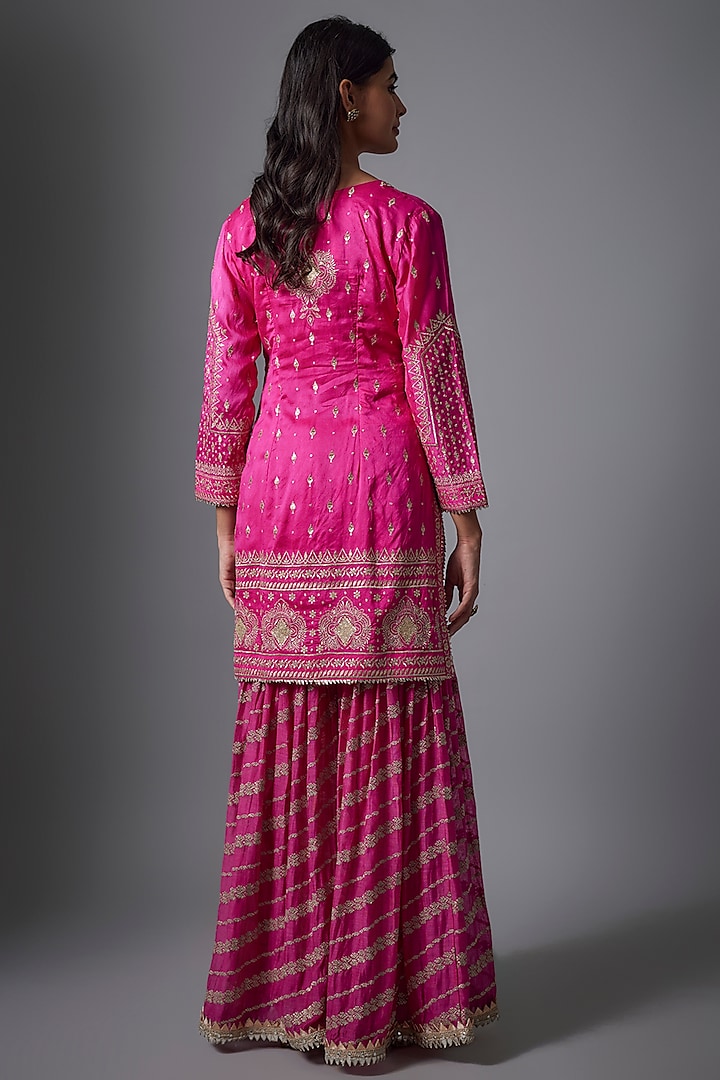 Pink Chanderi Wedding Sharara Set by GOPI VAID at Pernia's Pop Up Shop