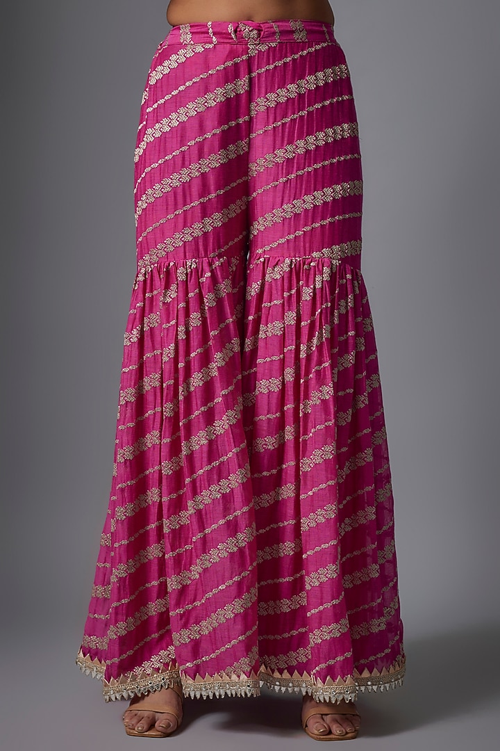 Pink Chanderi Wedding Sharara Set by GOPI VAID at Pernia's Pop Up Shop