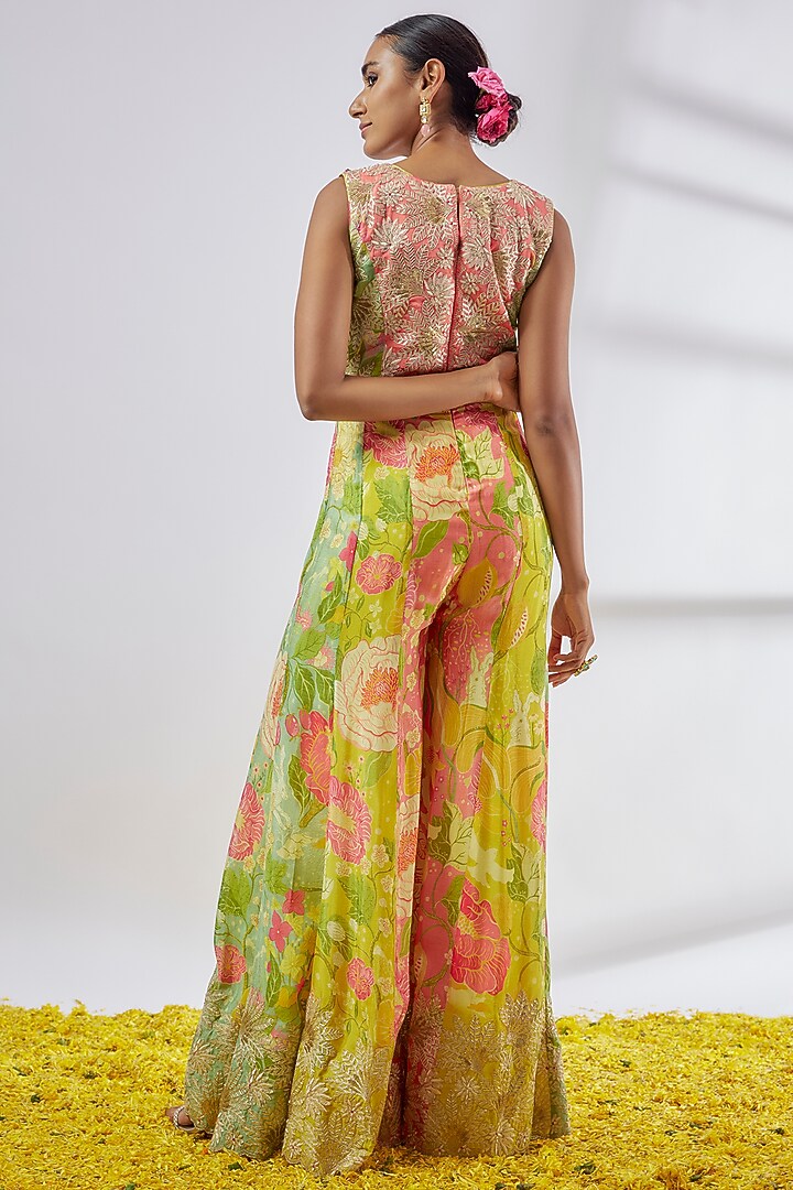 Multi-Colored Chiffon Floral Printed Jumpsuit by GOPI VAID at Pernia's Pop Up Shop