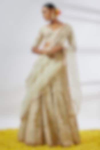 Ivory Organza Embroidered Wedding Lehenga Set by Gopi Vaid at Pernia's Pop Up Shop