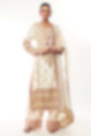 Ivory Brocade Zari Embroidered Kurta Set by GOPI VAID at Pernia's Pop Up Shop
