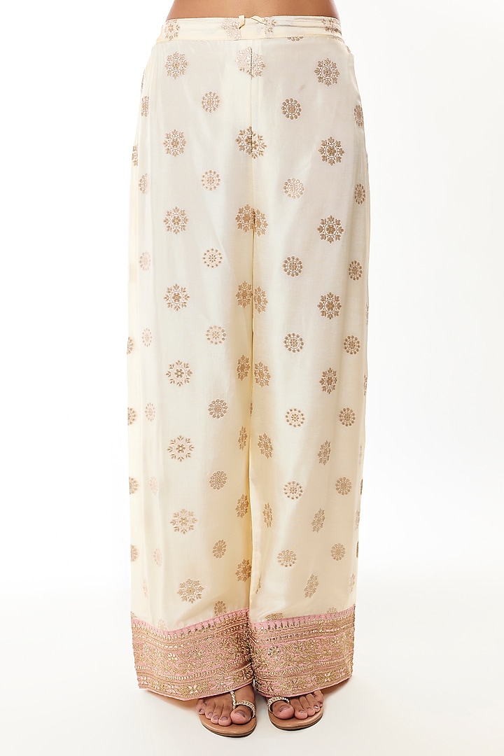 Ivory Brocade Zari Embroidered Kurta Set by GOPI VAID at Pernia's Pop Up Shop