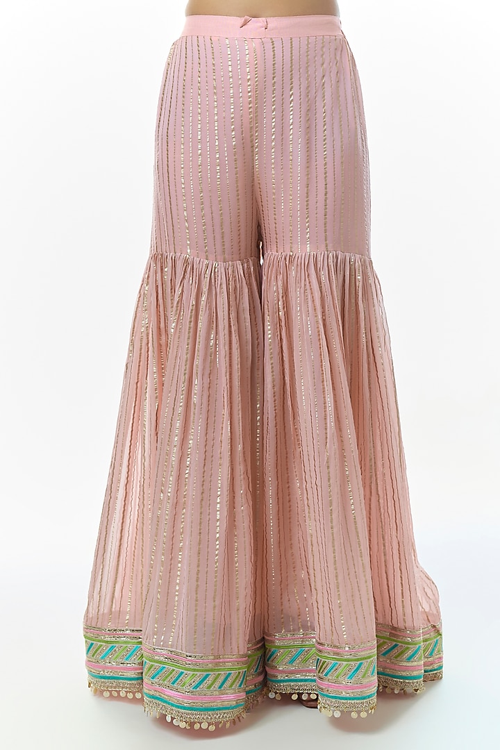 Pink Organza Flared Wedding Sharara Set by Gopi Vaid at Pernia's Pop Up Shop